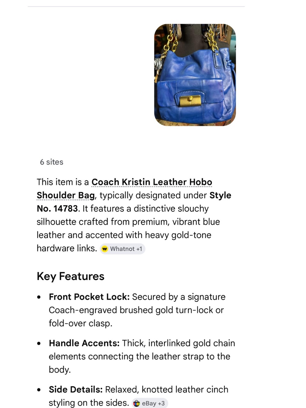 Coach Electric Blue Leather Shoulder Bag with Gold Hardware - Picture 16 of 16